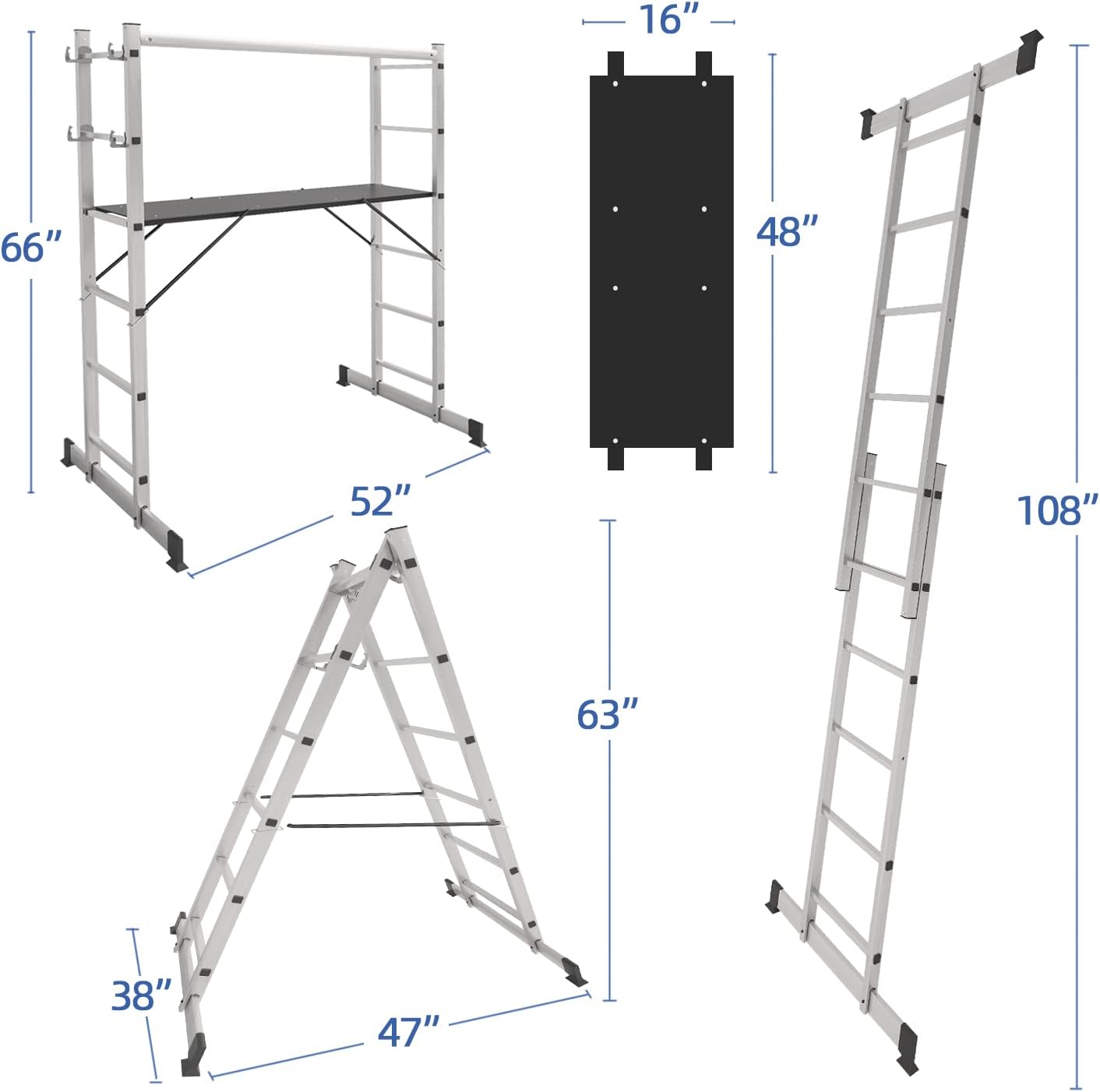 Aluminum Scaffold, 3 IN 1 Multipurpose Scaffolding Platform 330 Lbs Duty Rate