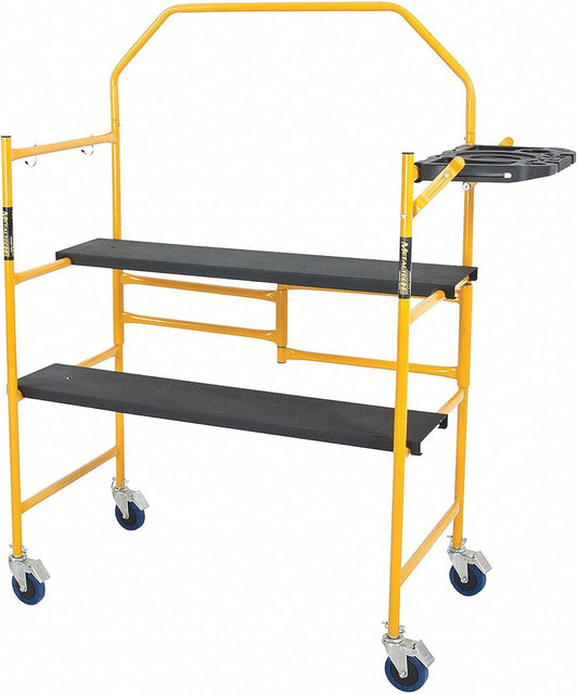 Adjustable, Foldable and Rolling Scaffold Platform with 4-Inch Locking Wheels